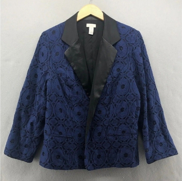 Chico's | Blue Lace Blazer Sz 2/Large/12 - Picture 8 of 10